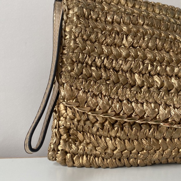H&M Bags Gold Hm Rattan Clutch Poshmark